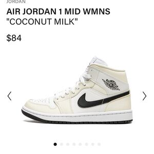 Air Jordan 1 Mid WMNS Coconut Milk Sneakers Size 7.5